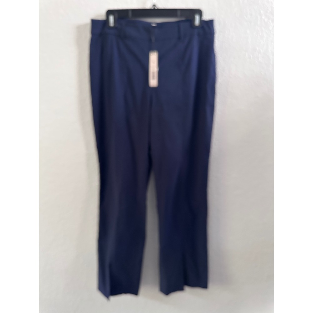 Nic+Zoe Dark Indigo Straight Leg Trousers Pants W231800 Navy Blue Size 8 NWT
